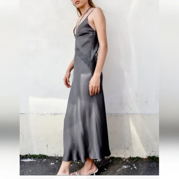 Zara | Dresses | Zara Gray Midi Dress | Poshmark